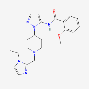 molecular formula C22H28N6O2 B4948606 N-(1-{1-[(1-ethyl-1H-imidazol-2-yl)methyl]-4-piperidinyl}-1H-pyrazol-5-yl)-2-methoxybenzamide 