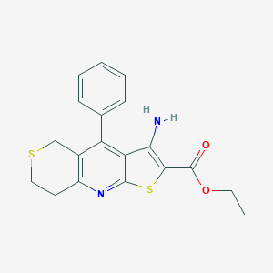 molecular formula C19H18N2O2S2 B494862 ethyl 3-amino-4-phenyl-7,8-dihydro-5H-thieno[2,3-b]thiopyrano[3,4-e]pyridine-2-carboxylate 