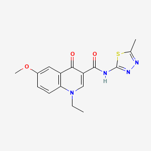 molecular formula C16H16N4O3S B4948633 1-ethyl-6-methoxy-N-(5-methyl-1,3,4-thiadiazol-2-yl)-4-oxo-1,4-dihydroquinoline-3-carboxamide 