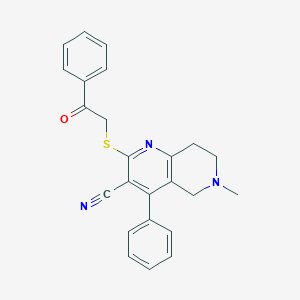 molecular formula C24H21N3OS B494865 6-methyl-2-[(2-oxo-2-phenylethyl)sulfanyl]-4-phenyl-5,6,7,8-tetrahydro[1,6]naphthyridine-3-carbonitrile 