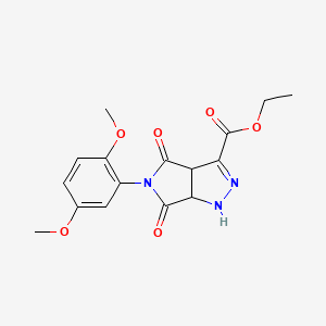 molecular formula C16H17N3O6 B4948680 ETHYL 5-(2,5-DIMETHOXYPHENYL)-4,6-DIOXO-1H,3AH,4H,5H,6H,6AH-PYRROLO[3,4-C]PYRAZOLE-3-CARBOXYLATE 