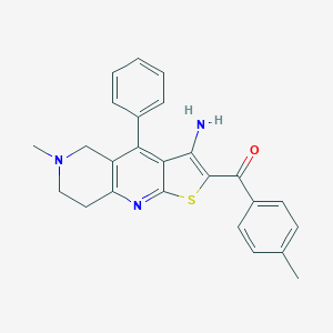 molecular formula C25H23N3OS B494876 (3-Amino-6-methyl-4-phenyl-5,6,7,8-tetrahydrothieno[2,3-b][1,6]naphthyridin-2-yl)(4-methylphenyl)methanone 