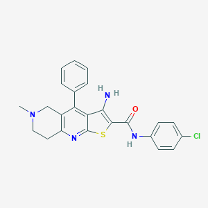 molecular formula C24H21ClN4OS B494878 3-amino-N-(4-chlorophenyl)-6-methyl-4-phenyl-5,6,7,8-tetrahydrothieno[2,3-b][1,6]naphthyridine-2-carboxamide 