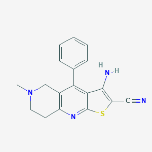 molecular formula C18H16N4S B494882 3-Amino-6-methyl-4-phenyl-5,6,7,8-tetrahydrothieno[2,3-b][1,6]naphthyridine-2-carbonitrile 