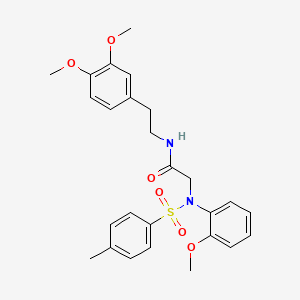 molecular formula C26H30N2O6S B4948857 N-[2-(3,4-Dimethoxyphenyl)ethyl]-2-[N-(2-methoxyphenyl)4-methylbenzenesulfonamido]acetamide 