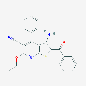 molecular formula C23H17N3O2S B494888 3-Amino-2-benzoyl-6-ethoxy-4-phenylthieno[2,3-b]pyridine-5-carbonitrile 