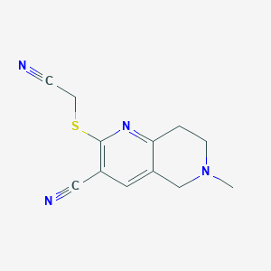 molecular formula C12H12N4S B494893 2-[(Cyanomethyl)sulfanyl]-6-methyl-5,6,7,8-tetrahydro[1,6]naphthyridine-3-carbonitrile 
