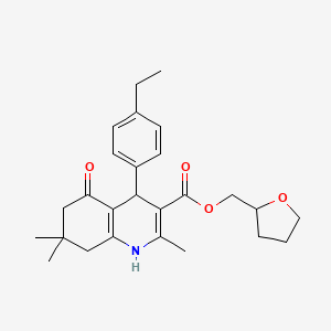 molecular formula C26H33NO4 B4949062 Tetrahydrofuran-2-ylmethyl 4-(4-ethylphenyl)-2,7,7-trimethyl-5-oxo-1,4,5,6,7,8-hexahydroquinoline-3-carboxylate 