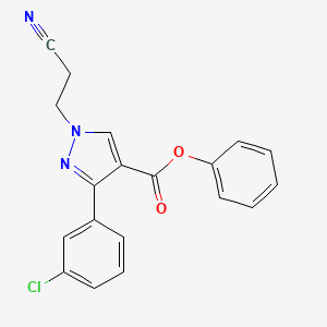 molecular formula C19H14ClN3O2 B4949176 Phenyl 3-(3-chlorophenyl)-1-(2-cyanoethyl)pyrazole-4-carboxylate 