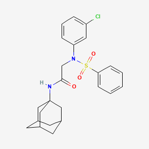 molecular formula C24H27ClN2O3S B4949203 N~2~-(3-chlorophenyl)-N~2~-(phenylsulfonyl)-N-[(3S,5S,7S)-tricyclo[3.3.1.1~3,7~]dec-1-yl]glycinamide 