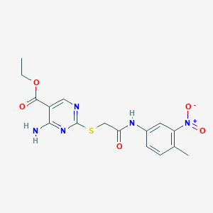 molecular formula C16H17N5O5S B4949324 ethyl 4-amino-2-({2-[(4-methyl-3-nitrophenyl)amino]-2-oxoethyl}thio)-5-pyrimidinecarboxylate 