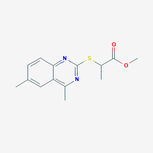 molecular formula C14H16N2O2S B4949430 Methyl 2-[(4,6-dimethylquinazolin-2-yl)sulfanyl]propanoate 