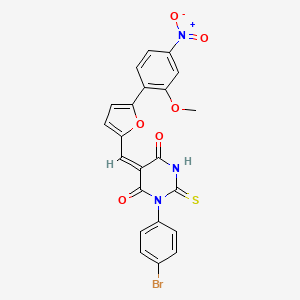 molecular formula C22H14BrN3O6S B4949548 (5E)-1-(4-Bromophenyl)-5-{[5-(2-methoxy-4-nitrophenyl)furan-2-YL]methylidene}-2-sulfanylidene-1,3-diazinane-4,6-dione 