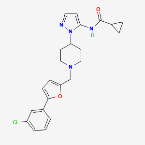 molecular formula C23H25ClN4O2 B4949703 N-[1-(1-{[5-(3-chlorophenyl)-2-furyl]methyl}-4-piperidinyl)-1H-pyrazol-5-yl]cyclopropanecarboxamide 