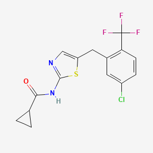 molecular formula C15H12ClF3N2OS B4949790 N-[5-[[5-chloro-2-(trifluoromethyl)phenyl]methyl]-1,3-thiazol-2-yl]cyclopropanecarboxamide 