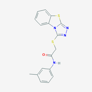 molecular formula C17H14N4OS2 B494985 N-(3-methylphenyl)-2-([1,2,4]triazolo[3,4-b][1,3]benzothiazol-3-ylsulfanyl)acetamide CAS No. 314260-55-4