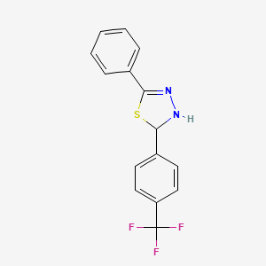 molecular formula C15H11F3N2S B4949870 5-phenyl-2-[4-(trifluoromethyl)phenyl]-2,3-dihydro-1,3,4-thiadiazole 