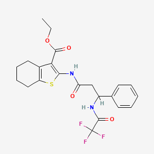 molecular formula C22H23F3N2O4S B4949901 Ethyl 2-[[3-phenyl-3-[(2,2,2-trifluoroacetyl)amino]propanoyl]amino]-4,5,6,7-tetrahydro-1-benzothiophene-3-carboxylate 