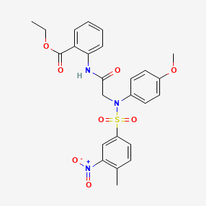 molecular formula C25H25N3O8S B4949904 ethyl 2-({N-(4-methoxyphenyl)-N-[(4-methyl-3-nitrophenyl)sulfonyl]glycyl}amino)benzoate 