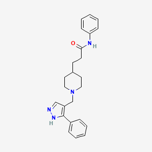 molecular formula C24H28N4O B4949959 N-phenyl-3-{1-[(3-phenyl-1H-pyrazol-4-yl)methyl]-4-piperidinyl}propanamide 