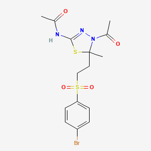 molecular formula C15H18BrN3O4S2 B4949985 N-[4-acetyl-5-[2-(4-bromophenyl)sulfonylethyl]-5-methyl-1,3,4-thiadiazol-2-yl]acetamide CAS No. 5230-10-4