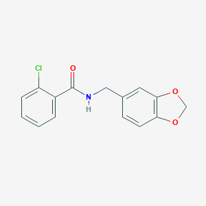 molecular formula C15H12ClNO3 B495012 N-(1,3-benzodioxol-5-ylmethyl)-2-chlorobenzamide CAS No. 339029-26-4