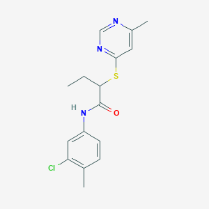 molecular formula C16H18ClN3OS B4950135 N-(3-chloro-4-methylphenyl)-2-(6-methylpyrimidin-4-yl)sulfanylbutanamide 