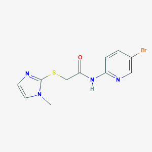 molecular formula C11H11BrN4OS B495017 N-(5-bromopyridin-2-yl)-2-[(1-methyl-1H-imidazol-2-yl)sulfanyl]acetamide CAS No. 384806-55-7
