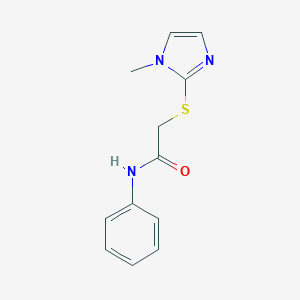 molecular formula C12H13N3OS B495024 2-(1-Methyl-1H-imidazol-2-ylsulfanyl)-N-phenyl-acetamide CAS No. 50970-55-3
