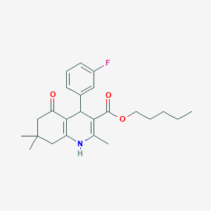 molecular formula C24H30FNO3 B4950371 Pentyl 4-(3-fluorophenyl)-2,7,7-trimethyl-5-oxo-1,4,5,6,7,8-hexahydroquinoline-3-carboxylate 