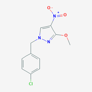 molecular formula C11H10ClN3O3 B495058 1-(4-chlorobenzyl)-4-nitro-3-methoxy-1H-pyrazole 