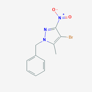 molecular formula C11H10BrN3O2 B495063 1-benzyl-4-bromo-3-nitro-5-methyl-1H-pyrazole 