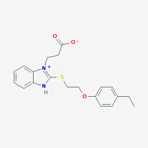 molecular formula C20H22N2O3S B495073 3-[2-[2-(4-ethylphenoxy)ethylsulfanyl]-3H-benzimidazol-1-ium-1-yl]propanoate 