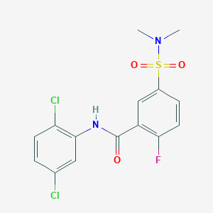 molecular formula C15H13Cl2FN2O3S B4950752 N-(2,5-dichlorophenyl)-5-(dimethylsulfamoyl)-2-fluorobenzamide 
