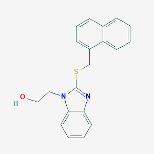 molecular formula C20H18N2OS B495078 2-{2-[(1-naphthylmethyl)sulfanyl]-1H-benzimidazol-1-yl}ethanol 