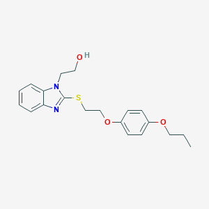 molecular formula C20H24N2O3S B495084 2-(2-{[2-(4-propoxyphenoxy)ethyl]sulfanyl}-1H-benzimidazol-1-yl)ethanol 