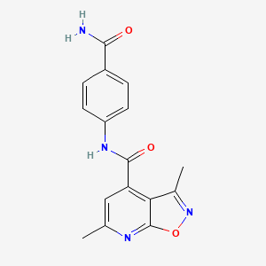 molecular formula C16H14N4O3 B4951073 N-(4-carbamoylphenyl)-3,6-dimethyl[1,2]oxazolo[5,4-b]pyridine-4-carboxamide 
