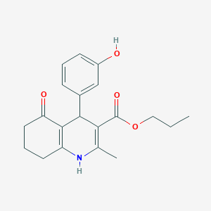 molecular formula C20H23NO4 B4951192 Propyl 4-(3-hydroxyphenyl)-2-methyl-5-oxo-1,4,5,6,7,8-hexahydroquinoline-3-carboxylate 