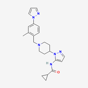 molecular formula C23H28N6O B4951360 N-[2-[1-[(2-methyl-4-pyrazol-1-ylphenyl)methyl]piperidin-4-yl]pyrazol-3-yl]cyclopropanecarboxamide 