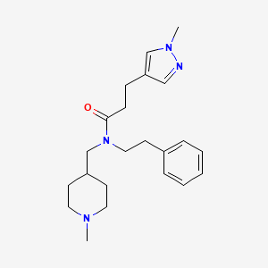molecular formula C22H32N4O B4951458 N-[(1-methylpiperidin-4-yl)methyl]-3-(1-methylpyrazol-4-yl)-N-(2-phenylethyl)propanamide 
