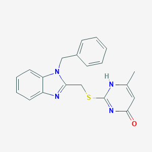molecular formula C20H18N4OS B495156 2-[(1-benzylbenzimidazol-2-yl)methylsulfanyl]-6-methyl-1H-pyrimidin-4-one 