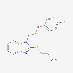 molecular formula C18H20N2O2S B495157 2-[1-(2-p-Tolyloxy-ethyl)-1H-benzoimidazol-2-ylsulfanyl]-ethanol 