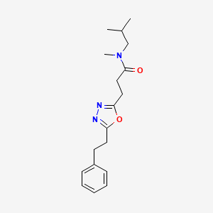molecular formula C18H25N3O2 B4951823 N-methyl-N-(2-methylpropyl)-3-[5-(2-phenylethyl)-1,3,4-oxadiazol-2-yl]propanamide 