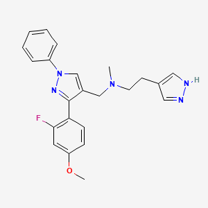 molecular formula C23H24FN5O B4951895 N-[[3-(2-fluoro-4-methoxyphenyl)-1-phenylpyrazol-4-yl]methyl]-N-methyl-2-(1H-pyrazol-4-yl)ethanamine 