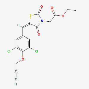 molecular formula C17H13Cl2NO5S B4952125 ethyl {(5E)-5-[3,5-dichloro-4-(prop-2-yn-1-yloxy)benzylidene]-2,4-dioxo-1,3-thiazolidin-3-yl}acetate 