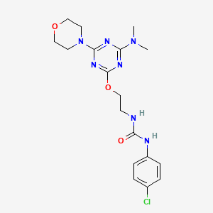 molecular formula C18H24ClN7O3 B4952172 1-(4-Chlorophenyl)-3-(2-{[4-(dimethylamino)-6-(morpholin-4-YL)-1,3,5-triazin-2-YL]oxy}ethyl)urea 
