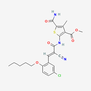 molecular formula C23H24ClN3O5S B4952446 methyl 5-(aminocarbonyl)-2-({3-[5-chloro-2-(pentyloxy)phenyl]-2-cyanoacryloyl}amino)-4-methyl-3-thiophenecarboxylate 