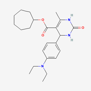 molecular formula C23H33N3O3 B4952696 Cycloheptyl 4-[4-(diethylamino)phenyl]-6-methyl-2-oxo-1,2,3,4-tetrahydropyrimidine-5-carboxylate 