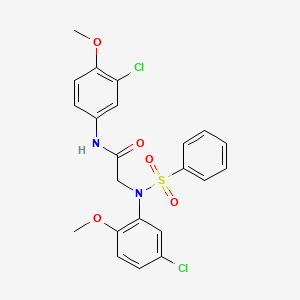 molecular formula C22H20Cl2N2O5S B4952726 N-(3-chloro-4-methoxyphenyl)-N~2~-(5-chloro-2-methoxyphenyl)-N~2~-(phenylsulfonyl)glycinamide 