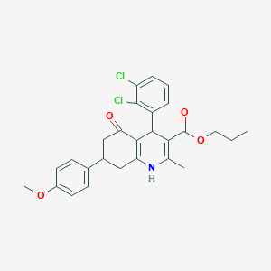 molecular formula C27H27Cl2NO4 B4952930 propyl 4-(2,3-dichlorophenyl)-7-(4-methoxyphenyl)-2-methyl-5-oxo-1,4,5,6,7,8-hexahydroquinoline-3-carboxylate 
